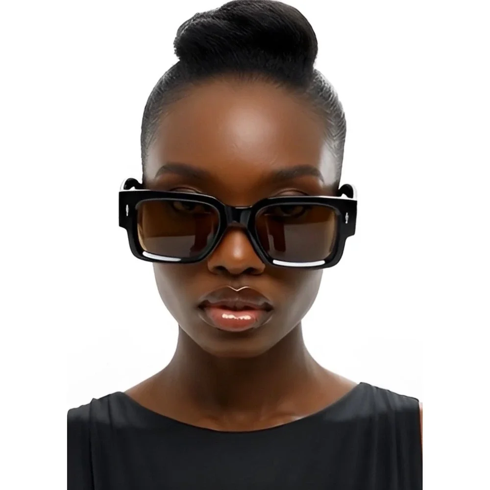 Black Square Sunglasses‎ Brown Lens Fashion Eyewear Women Shades Female Stylish